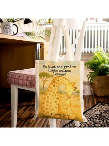 Mr. & Mrs. Panda Tragetasche Giraffe Kind Design mit Spruch in Weiß