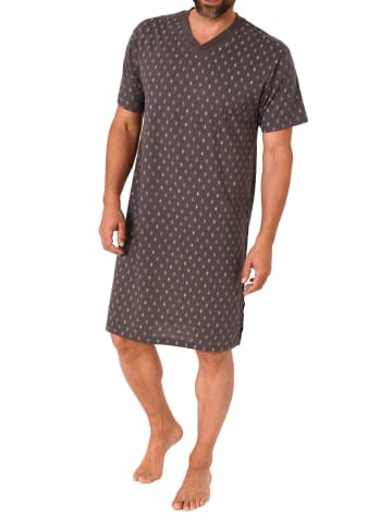NORMANN Nachthemd kurzarm zeitlosem Alloverprint - 71249 in dunkelgrau
