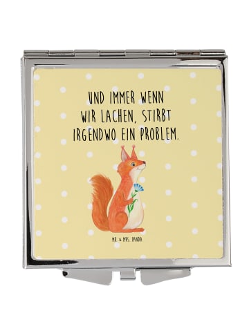 Mr. & Mrs. Panda Schminkspiegel klein Eichhörnchen Blume mit Spruch in Gelb Pastell
