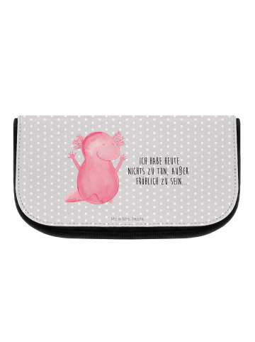 Mr. & Mrs. Panda Kosmetiktasche Axolotl Hurra mit Spruch in Grau Pastell