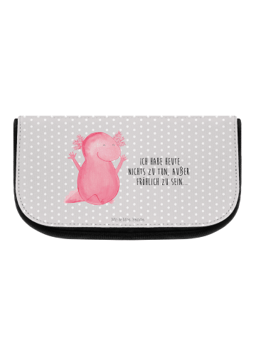 Mr. & Mrs. Panda Schminktasche Axolotl Hurra mit Spruch in Grau Pastell