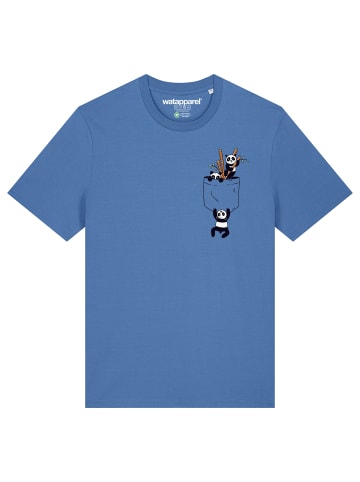 wat? Apparel T-Shirt Pocket Pandas in Bright Blue