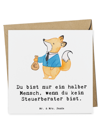 Mr. & Mrs. Panda Gutscheinkarte Steuerberater Herz mit Spruch in Weiß