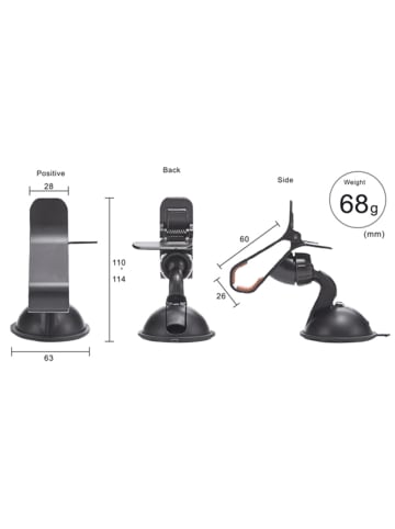 COFI 1453 FIESTA Universal Smartphone & GPS Auto Halterung Saugnapf in Schwarz