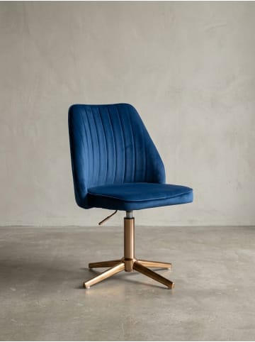 KADIMA DESIGN Samt Drehstuhl, höhenverstellbar, 360° drehbar, 120 kg Belastung in Blau