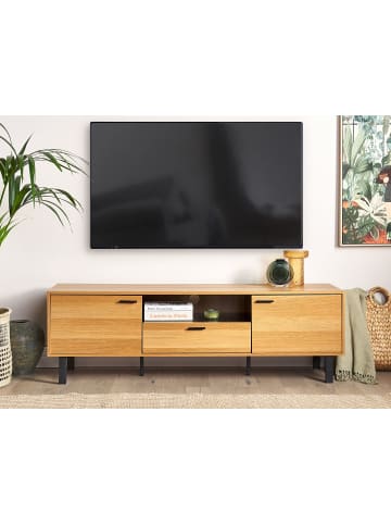 Beliani TV-Schrank CLAREMONT in Braun/Schwarz - (W) 160 x (H) 51 x (L) 40 cm