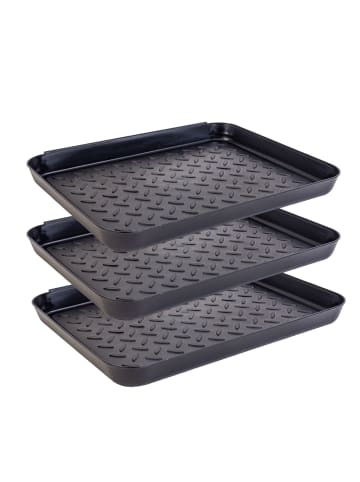 Intirilife Schuhablage 3 Stück Schuhabtropfschale Schuhmatte Schuhwanne in Schwarz