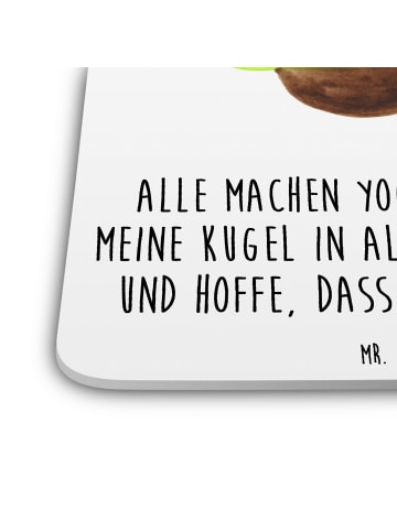 Mr. & Mrs. Panda Glasuntersetzer Avocado Yoga mit Spruch in Weiß