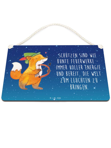 Mr. & Mrs. Panda Wandtafel Schütze Astrologie mit Spruch in Sternenhimmel Blau