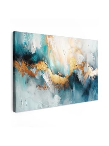MuchoWow Leinwand bilder Abstrakte Kunst gold blau (BxH)