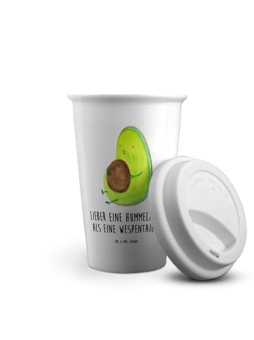 Mr. & Mrs. Panda Kaffeebecher To Go Avocado Pfeifen mit Spruch in Weiß
