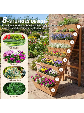 COSTWAY Vertikales Hochbeet mit 8 Etagen in Orange