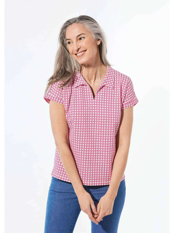 GOLDNER Jersey-Poloshirt ärmellos Jacquard in pink / weiß / gemustert