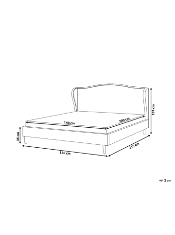 Beliani Doppelbett COLMAR in Grau/Braun - (W) 150 x (H) 107 x (L) 215 cm
