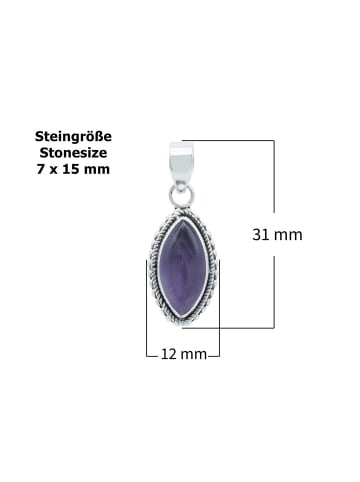 mantraroma 925er Silber - Kettenanhänger (L) 12 x (B) 31 mm mit Amethyst