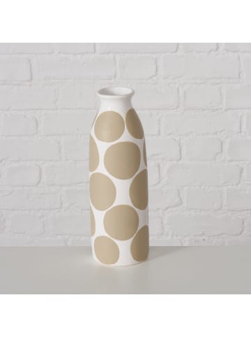 Boltze Keramikvase mit grafischem Muster PUNKTY in Beige, 28 cm