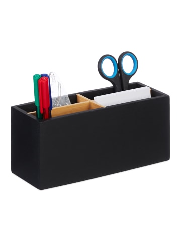 relaxdays Bambus Organizer in Schwarz/ Natur - (B)21 x (H)8 x (T)9 cm