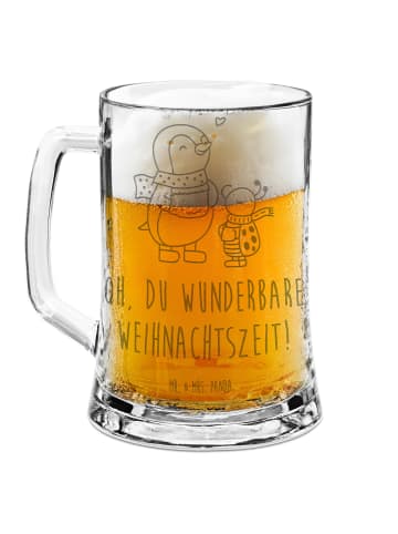 Mr. & Mrs. Panda Bierglas Smörle Winterzeit mit Spruch in Transparent