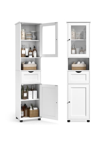 VASAGLE Badezimmerschrank Sofie in Weiß - (B)40 x (H)165 x (T)30 cm
