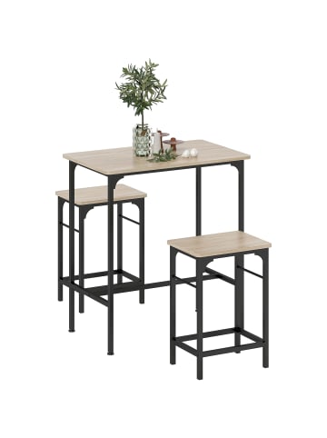 HOMCOM Bartisch Set in Naturholz 80L x 50B x 87H cm