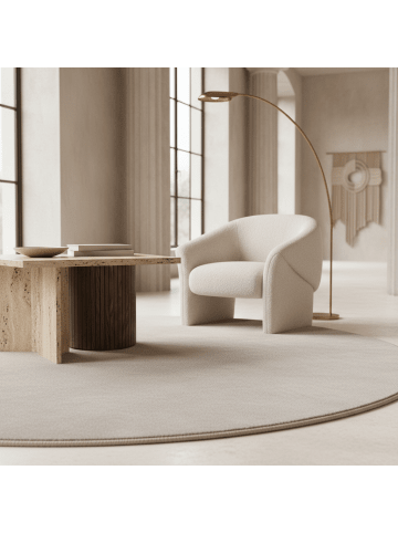 KADIMA DESIGN Teppich Kurzflor Waschbar Einfarbig LECH Microfaser OEKO-TEX in Creme