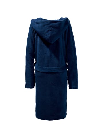 Erwin Müller Velours-Frottier Velours Unisex-Bademantel mit Kapuze Balingen in marine
