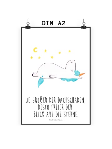 Mr. & Mrs. Panda Poster Einhorn Sternenhimmel mit Spruch in Weiß