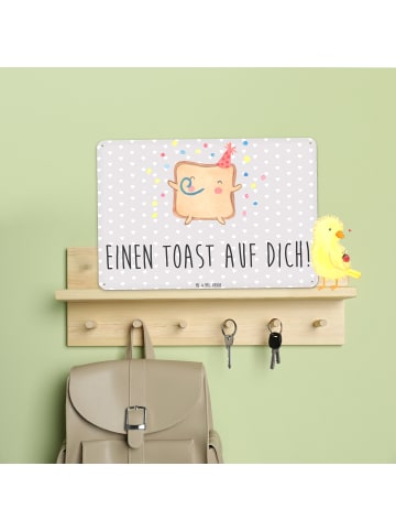 Mr. & Mrs. Panda Türschild Metall Toast Party mit Spruch in Grau Pastell