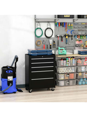 HOMCOM Werkstattwagen in Schwarz 61,5L x 33B x 82,5H cm
