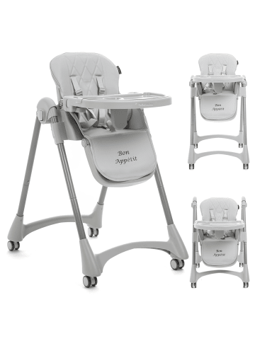 BeBelissimo Kinderhochstuhl, Babystuhl, Kombihochstuhl - Bon Appetit in Gray