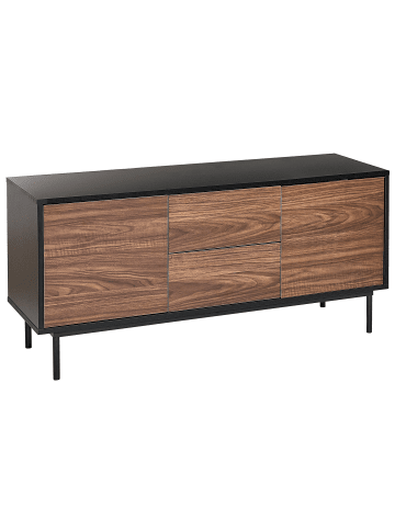 Beliani Sideboard OKLAND in Braun/Schwarz - (W) 120 x (H) 55 x (L) 38 cm