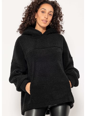 SASSYCLASSY Oversize Teddy Pullover mit Kapuze in Schwarz