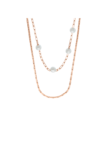 Steel_Art Halskette Damen mit Perle Elula silberfarben poliert in rosegoldfarben