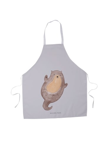 Mr. & Mrs. Panda Schürze Otter Umarmen ohne Spruch in Grau Pastell