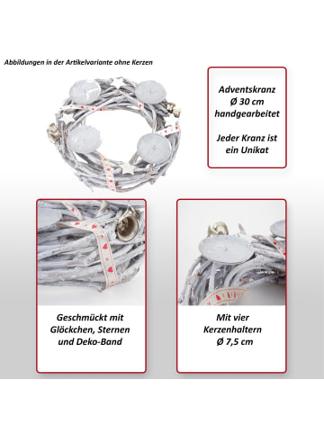 MCW Tischkranz rund, Mit Kerzen, rot