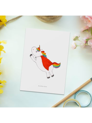 Mr. & Mrs. Panda Postkarte Einhorn Super ohne Spruch in Weiß