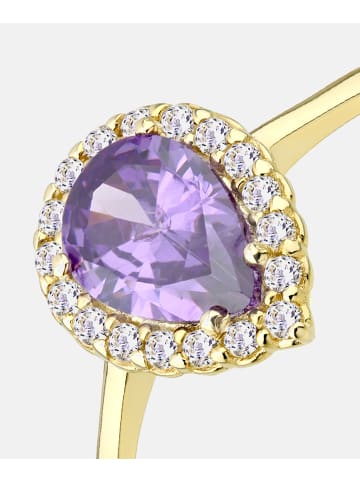 Vanlere Cluster-Ring aus 375 Gelbgold mit Zirkonia mit Amethyst