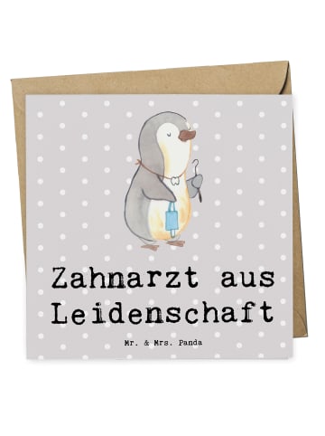 Mr. & Mrs. Panda Einladungskarte Zahnarzt Leidenschaft mit Spruch in Grau Pastell