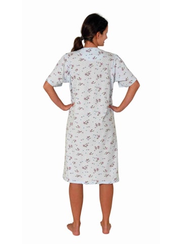 NORMANN Kurzarm Nachthemd Knopfleiste am Hals - 80126 in blau