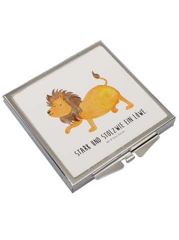 Mr. & Mrs. Panda Kosmetikspiegel Sternzeichen Löwe mit Spruch in Weiß