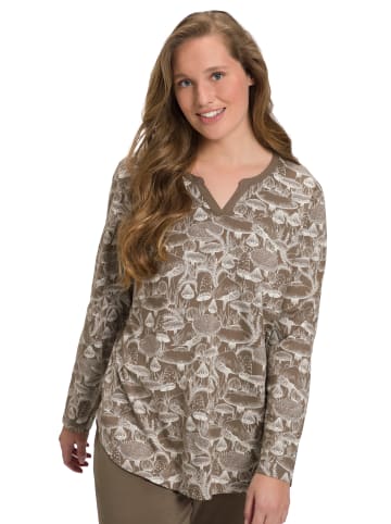 Ulla Popken Pyjama-Shirt in nougatbraun