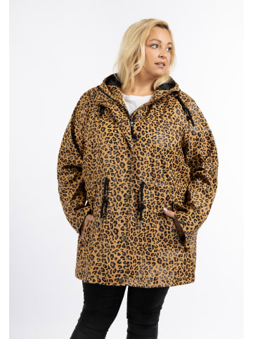 Schmuddelwedda Plus Size Regenmantel Mit Leoprint in Schwarz Beige Leo