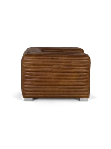 Giner y Colomer Ledergepolsterter Sessel mit kubischer Form und Stahlbeinen in Brown