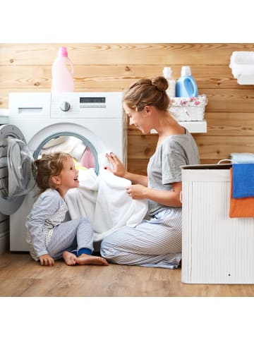 relaxdays Wäschekorb in Weiß - (B)40 x (H)60 x (T)30 cm