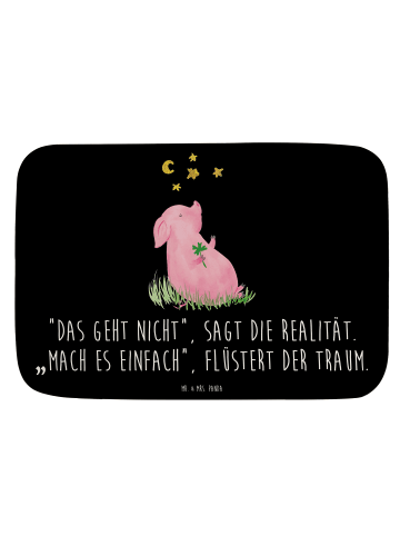 Mr. & Mrs. Panda Duschvorleger Schwein Glück mit Spruch in Schwarz