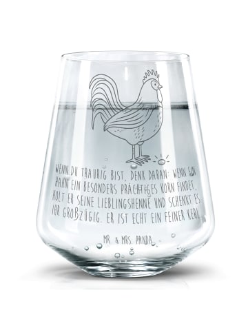Mr. & Mrs. Panda Gravur Glas Hahn Korn mit Spruch in Transparent