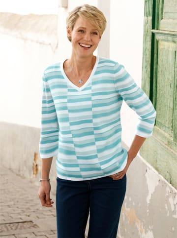 Sieh an! 3/4-Arm-Pullover in salbei-kalkmint-gemustert