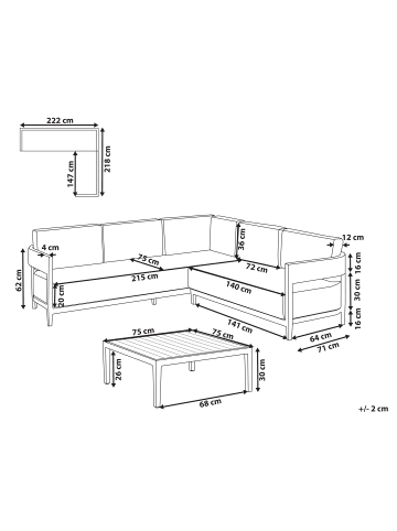 Beliani 3-tlg Lounge Set SAMPIERI in Braun/Beige