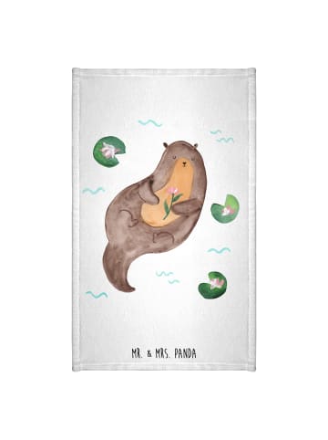 Mr. & Mrs. Panda Gästehandtuch Otter Seerose ohne Spruch in Weiß