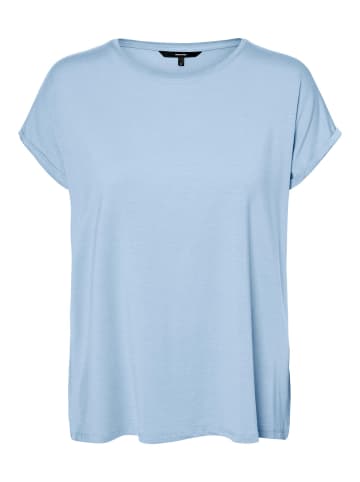 Vero Moda Einfarbiges Rundhals Basic T-Shirt VMAVA in Blau-3